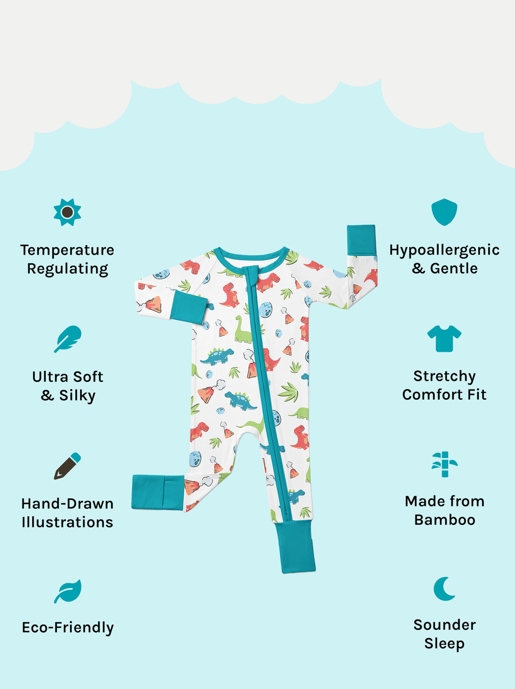 Dinosaur Dudes Zip Sleepsuit