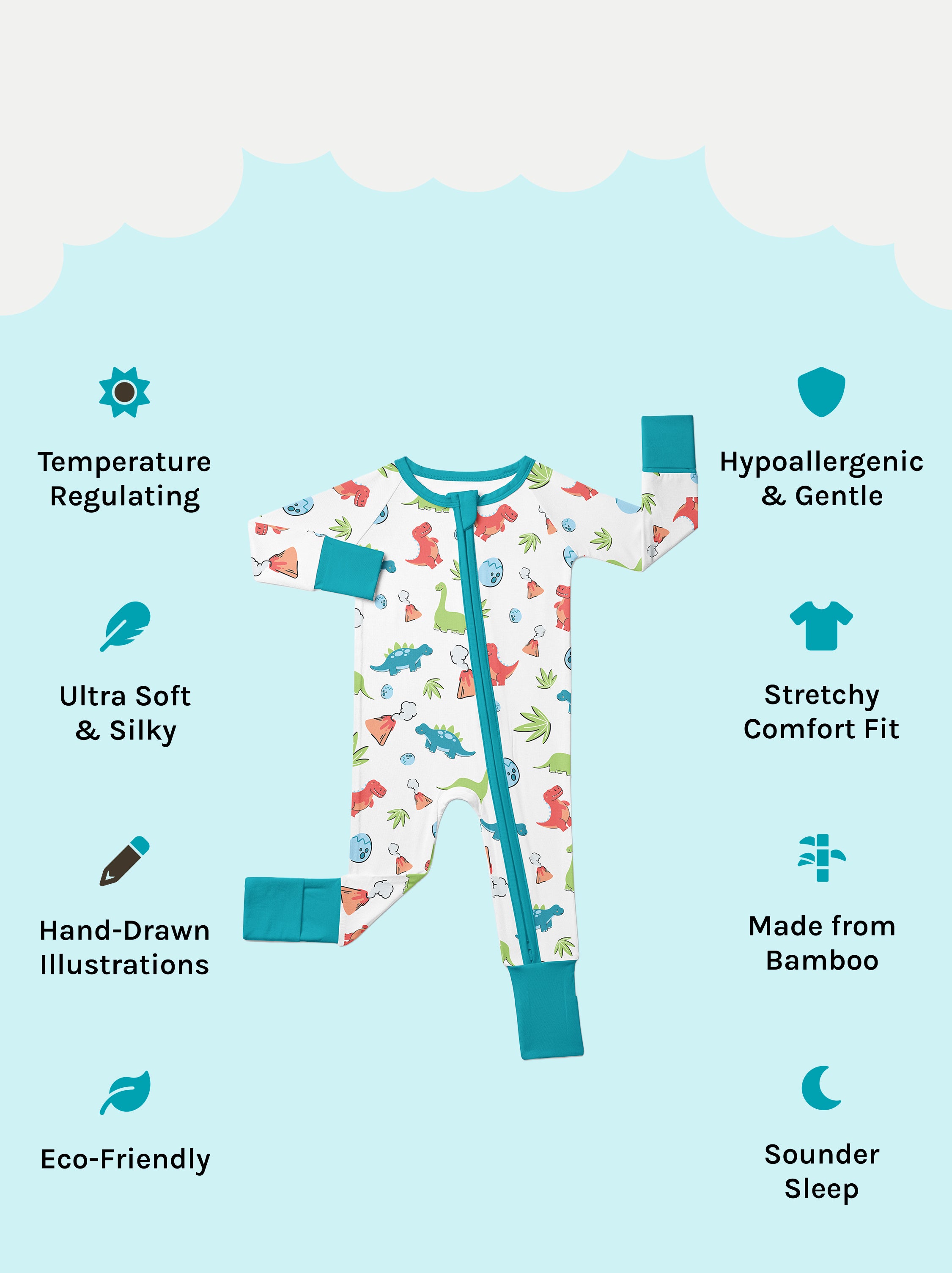 Dinosaur Dudes Zip Sleepsuit