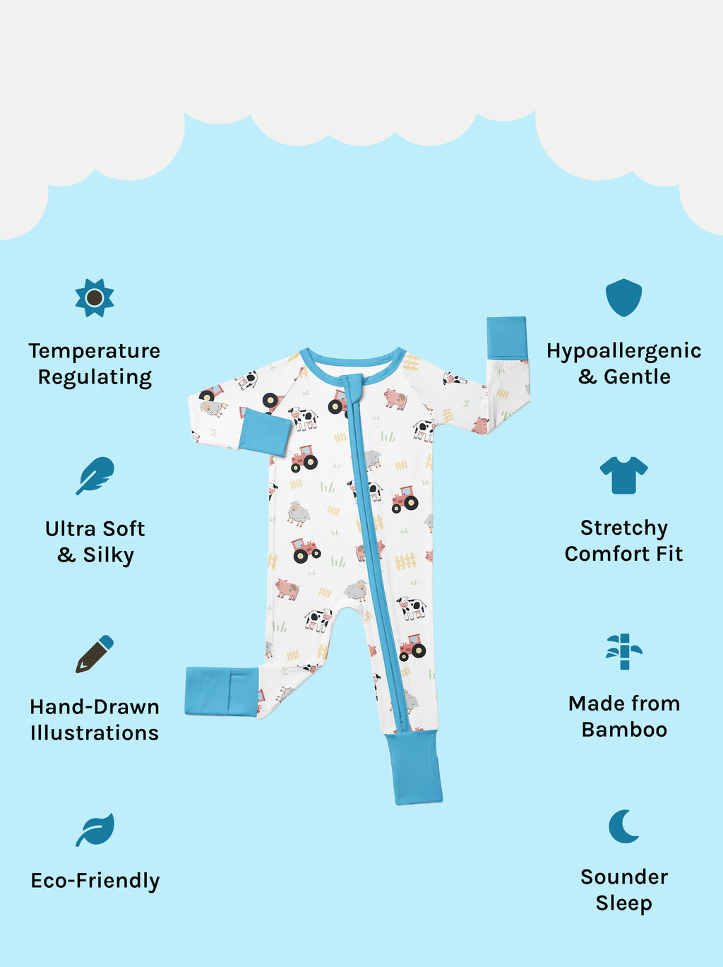 Farmyard Friends Zip Sleepsuit