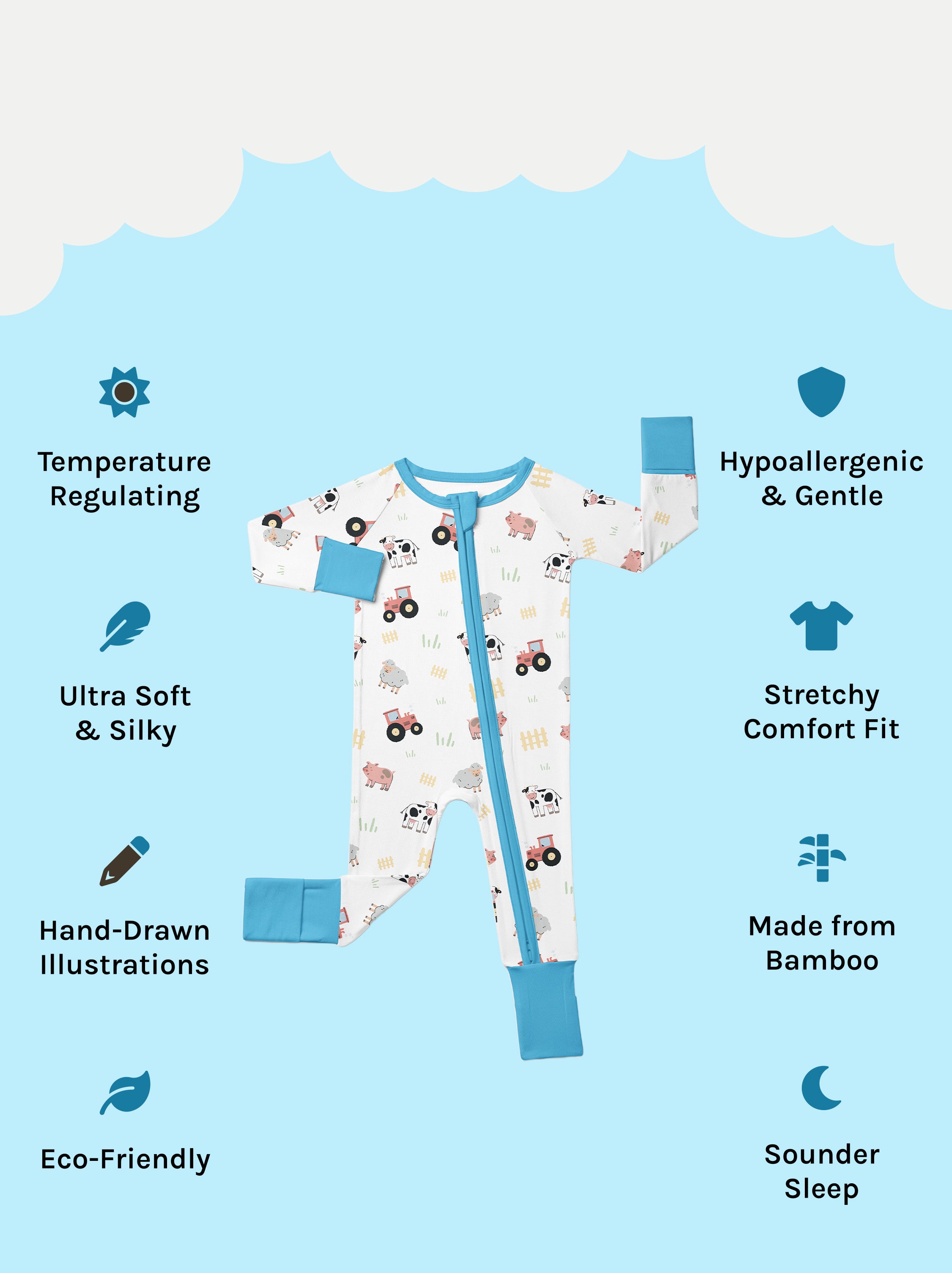 Farmyard Friends Zip Sleepsuit