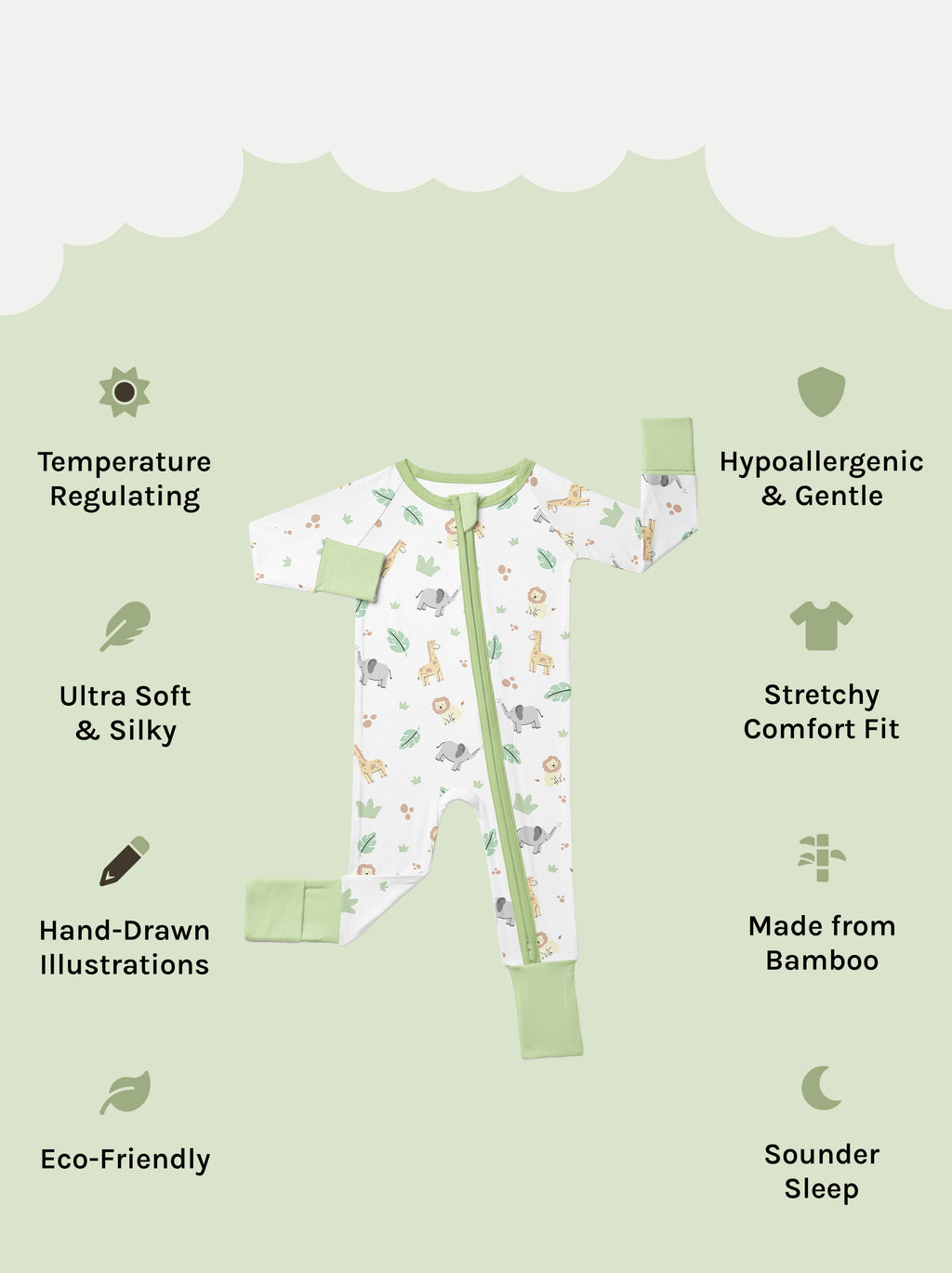Safari Crew Zip Sleepsuit