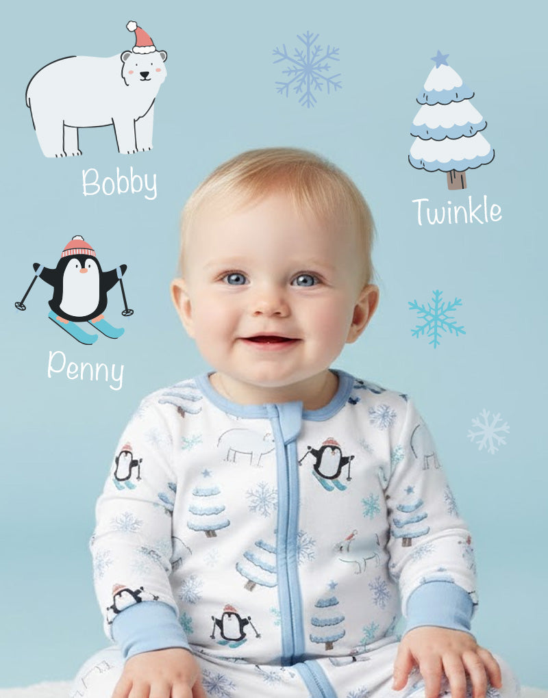 Snowy Snuggle Squad Zip Sleepsuit